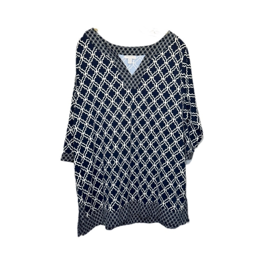 Charter Club Navy and White Patterned shirt